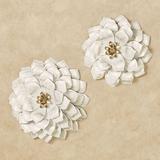Flower Blossoms Wall Art Ivory/Gold Set of Two, Set of Two, Ivory/Gold