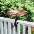 August Grove® Dogwood Birdbath w/ Over Rail Bracket Metal/Copper in Black/Brown | 7.5 H x 14.5 W x 12 D in | Wayfair