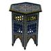 Bungalow Rose Handmade Moroccan Wood Table Moucharabi Blue Wood/Solid Wood in Blue/Brown/Green | 19.5 H x 15.25 D in | Wayfair