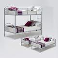 Panana Metal Bunk Bed Frame, 2 x 3FT Single 2-Storey Bed Frame Children's Bed room Furniture Double Sleepers Bed Frame Bed Sets - No Mattress Included (Silver)