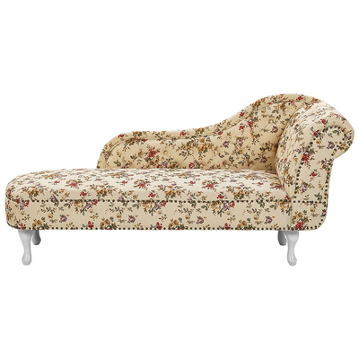 Chaiselongue Nimes Stoff Blumenmuster Rechtsseitig Holz Chesterfield Style