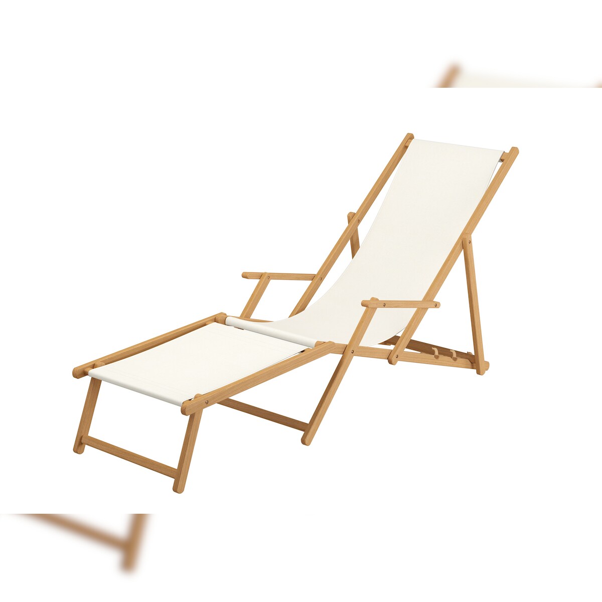 Erst-Holz Sonnenliege weiß Liegestuhl klappbare Gartenliege Deckchair Strandstuhl Gartenmöbel Holz 10-303NF Image