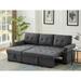 Gray/Brown Sectional - Ebern Designs Efim 84" Wide Reversible Sleeper Sofa & Chaise Linen | 35 H x 84 W x 54 D in | Wayfair