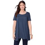 Plus Size Women's Scoopneck Swing Ultimate Tunic by Roaman's in Navy (Size 38/40) Long Shirt