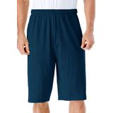 Men's Big & Tall Lightweight Extra Long Jersey Shorts by KingSize in Navy (Size 2XL)