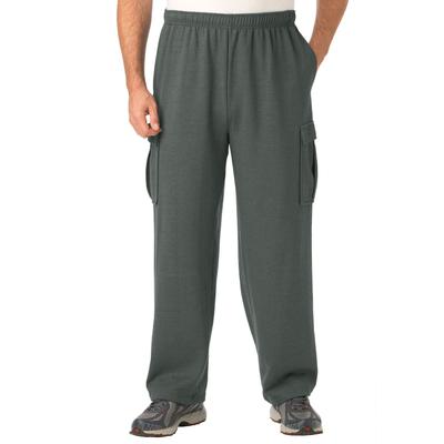 Men's Big & Tall Fleece Cargo Sweatpants by KingSize in Heather Charcoal (Size 3XL)