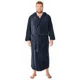 Men's Big & Tall Terry Velour Hooded Maxi Robe by KingSize in Black (Size 3XL/4XL)
