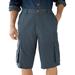 Men's Big & Tall Boulder Creek® 12" Side-Elastic Stacked Cargo Pocket Shorts by Boulder Creek in Carbon (Size 44)