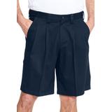 Men's Big & Tall Wrinkle-Free Expandable Waist Pleat Front Shorts by KingSize in Navy (Size 54)