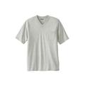 Men's Big & Tall Shrink-Less™ Lightweight V-Neck Pocket T-Shirt by KingSize in Heather Grey (Size 5XL)