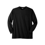 Men's Big & Tall Shrink-Less™ Lightweight Long-Sleeve Crewneck Pocket T-Shirt by KingSize in Black (Size 5XL)