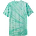 Men's Big & Tall Shrink-Less™ Lightweight Longer-Length Crewneck Pocket T-Shirt by KingSize in Tidal Green Marble (Size 2XL)