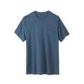 Men's Big & Tall Shrink-Less™ Lightweight Longer-Length Crewneck Pocket T-Shirt by KingSize in Heather Slate Blue (Size 8XL)