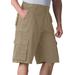 Men's Big & Tall Boulder Creek® 12" Side-Elastic Stacked Cargo Pocket Shorts by Boulder Creek in Dark Khaki (Size 40)