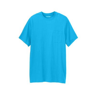 Men's Big & Tall Shrink-Less™ Lightweight Longer-Length Crewneck Pocket T-Shirt by KingSize in Electric Turquoise (Size 9XL)