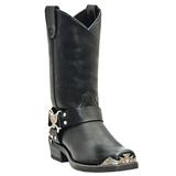 Wide Width Men's Dingo 12" Leather Eagle Harness Strap Boots by Dingo in Black (Size 13 W)