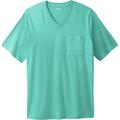 Men's Big & Tall Shrink-Less™ Lightweight V-Neck Pocket T-Shirt by KingSize in Tidal Green (Size 4XL)