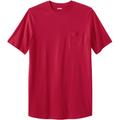 Men's Big & Tall Shrink-Less™ Lightweight Longer-Length Crewneck Pocket T-Shirt by KingSize in Red (Size 2XL)