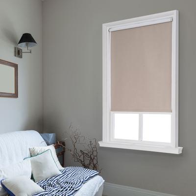 Wide Width Cut-to-Width Spring Vinyl Roller Shade by Whole Space Industries in Sand (Size 55" W 64" L)