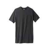 Men's Big & Tall Shrink-Less™ Lightweight Longer-Length Crewneck Pocket T-Shirt by KingSize in Heather Charcoal (Size XL)