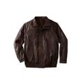 Men's Big & Tall Leather Bomber Jacket by KingSize in Brown (Size 7XL)