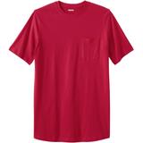 Men's Big & Tall Shrink-Less™ Lightweight Longer-Length Crewneck Pocket T-Shirt by KingSize in Red (Size 8XL)