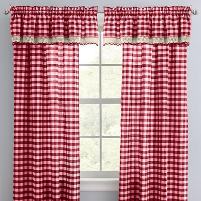 Wide Width Buffalo Check Rod-Pocket Panel by Achim Home Décor in Burgundy (Size 42
