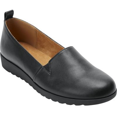 Extra Wide Width Women's The June Slip On Flat by Comfortview in Black (Size 9 WW)