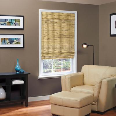Wide Width Cordless Natural Woven Bamboo Roman Shade by Whole Space Industries in Burnout (Size 46