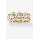 Yellow Gold over Sterling Silver Eternity Bridal Ring Cubic Zirconia by PalmBeach Jewelry in Gold (Size 10)