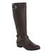 Wide Width Women's The Janis Wide Calf Leather Boot by Comfortview in Dark Brown (Size 9 W)