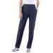 Plus Size Women's Straight-Leg Soft Knit Pant by Roaman's in Navy (Size 2X) Pull On Elastic Waist