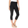 Plus Size Women's Lace-Trim Essential Stretch Capri Legging by Roaman's in Black (Size 1X) Activewear Workout Yoga Pants