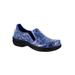 Extra Wide Width Women's Bind Slip-Ons by Easy Works by Easy Street® in Blue Mosaic Pattern (Size 9 1/2 WW)