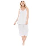 Plus Size Women's Breezy Eyelet Knit Tank & Capri PJ Set by Dreams & Co. in White (Size 22/24) Pajamas