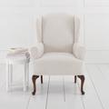 BH Studio Ikat Stretch Wing Chair Slipcover by BH Studio in Linen