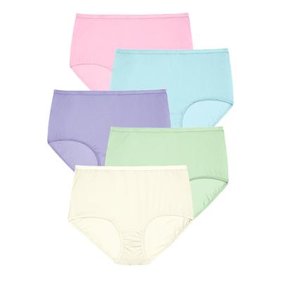 Plus Size Women's Cotton Brief 5-Pack by Comfort Choice in Pastel Pack (Size 7) Underwear
