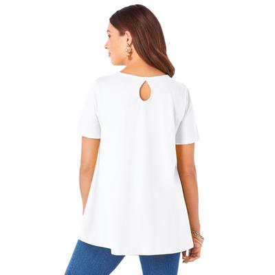Plus Size Women's Ultimate Short Sleeve V Neck Tunic by Roaman's in White (Size 4X) Long T-Shirt Tee