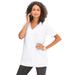 Plus Size Women's V-Neck Ultimate Tee by Roaman's in White (Size 3X) 100% Cotton T-Shirt