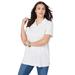 Plus Size Women's Polo Ultimate Tee by Roaman's in White (Size 2X) 100% Cotton Shirt