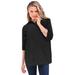 Plus Size Women's Three-Quarter Sleeve Kate Big Shirt by Roaman's in Black (Size 22 W) Button Down Shirt Blouse
