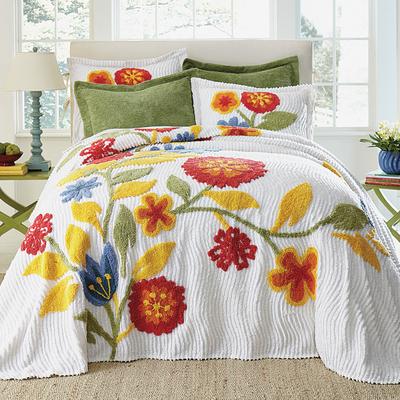 Bloom Chenille Bedspread by BrylaneHome in Red Mul...
