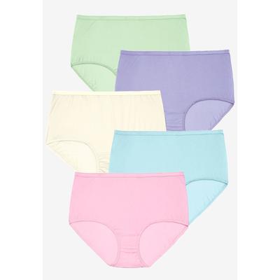 Plus Size Women's Full Coverage Nylon Brief 5-Pack by Comfort Choice in Pastel Pack (Size 10) Underwear