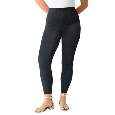 Plus Size Women's Ankle-Length Essential Stretch Legging by Roaman's in Heather Charcoal (Size 5X) Activewear Workout Yoga Pants