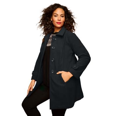 Plus Size Women's Fleece Jacket by Roaman's in Black (Size L) Soft Coat