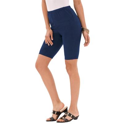Plus Size Women's Essential Stretch Bike Short by Roaman's in Navy (Size 2X) Cycle Gym Workout