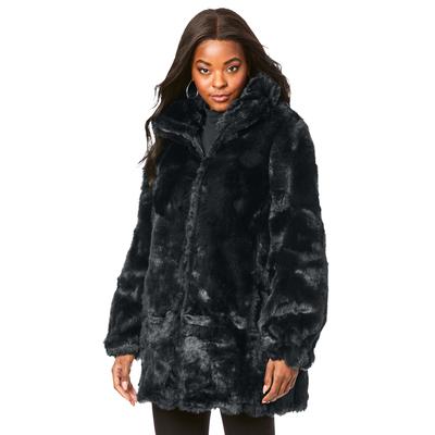 Plus Size Women's Short Faux Fur Coat by Roaman's in Black (Size 1X)