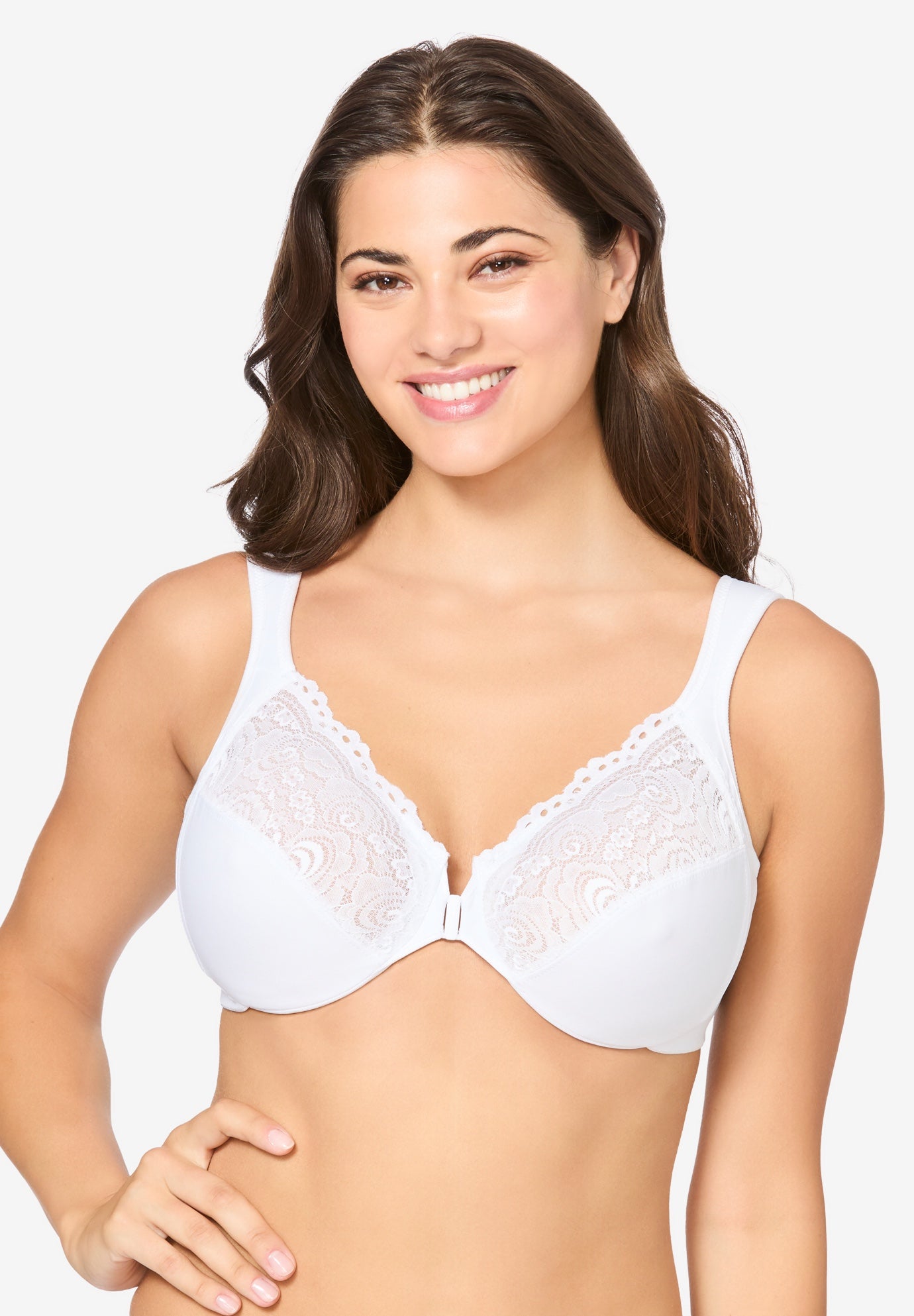 Plus Size Women's Wonderwire® Front-Close Underwire Bra 1245 by Glamorise in White (Size 44 G)