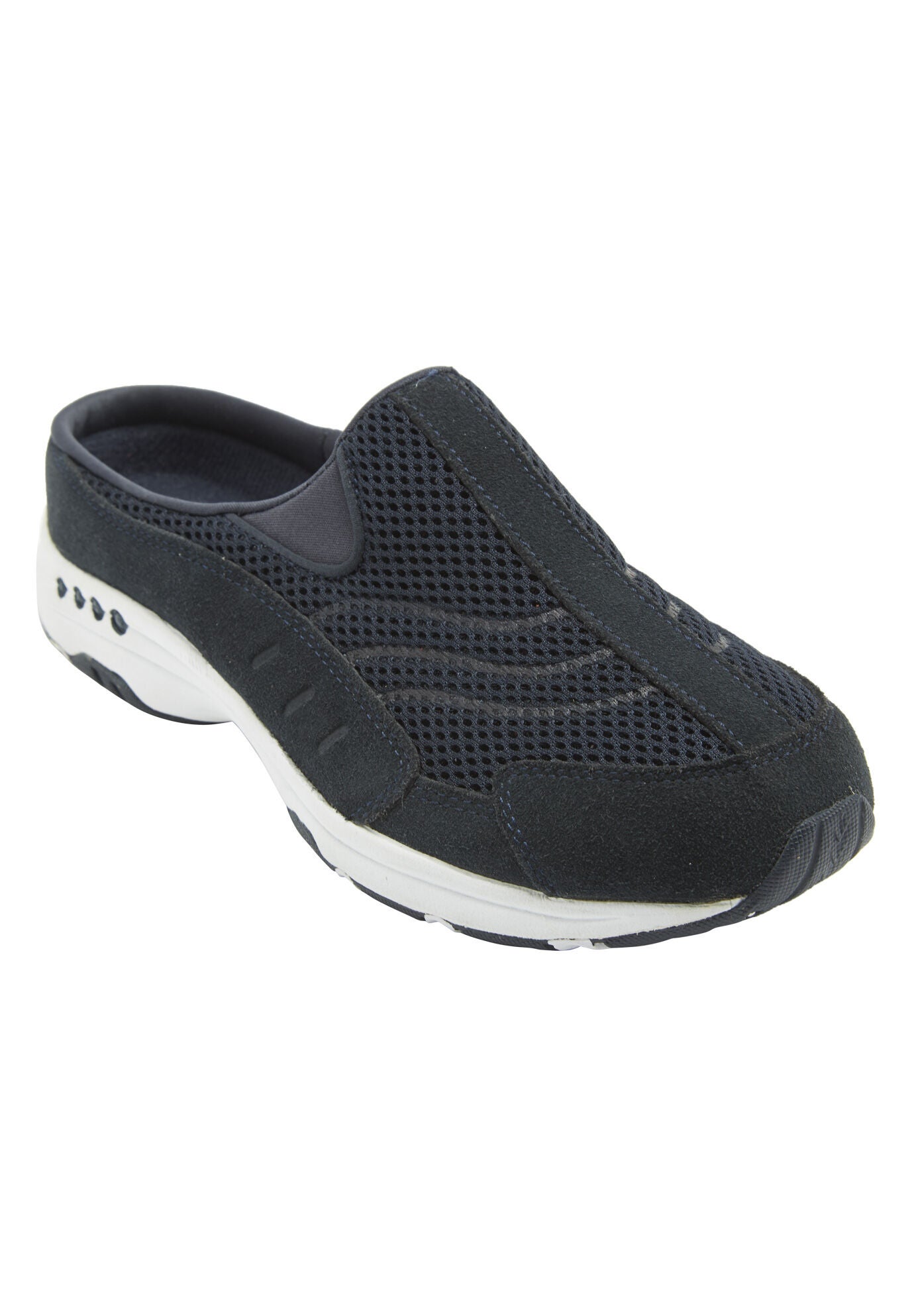 Wide Width Women's The Traveltime Slip On Mule by Easy Spirit in Black Mesh (Size 11 W)