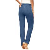 Plus Size Women's Invisible Stretch® Contour Straight-Leg Jean by Denim 24/7 in Medium Wash (Size 32 T)